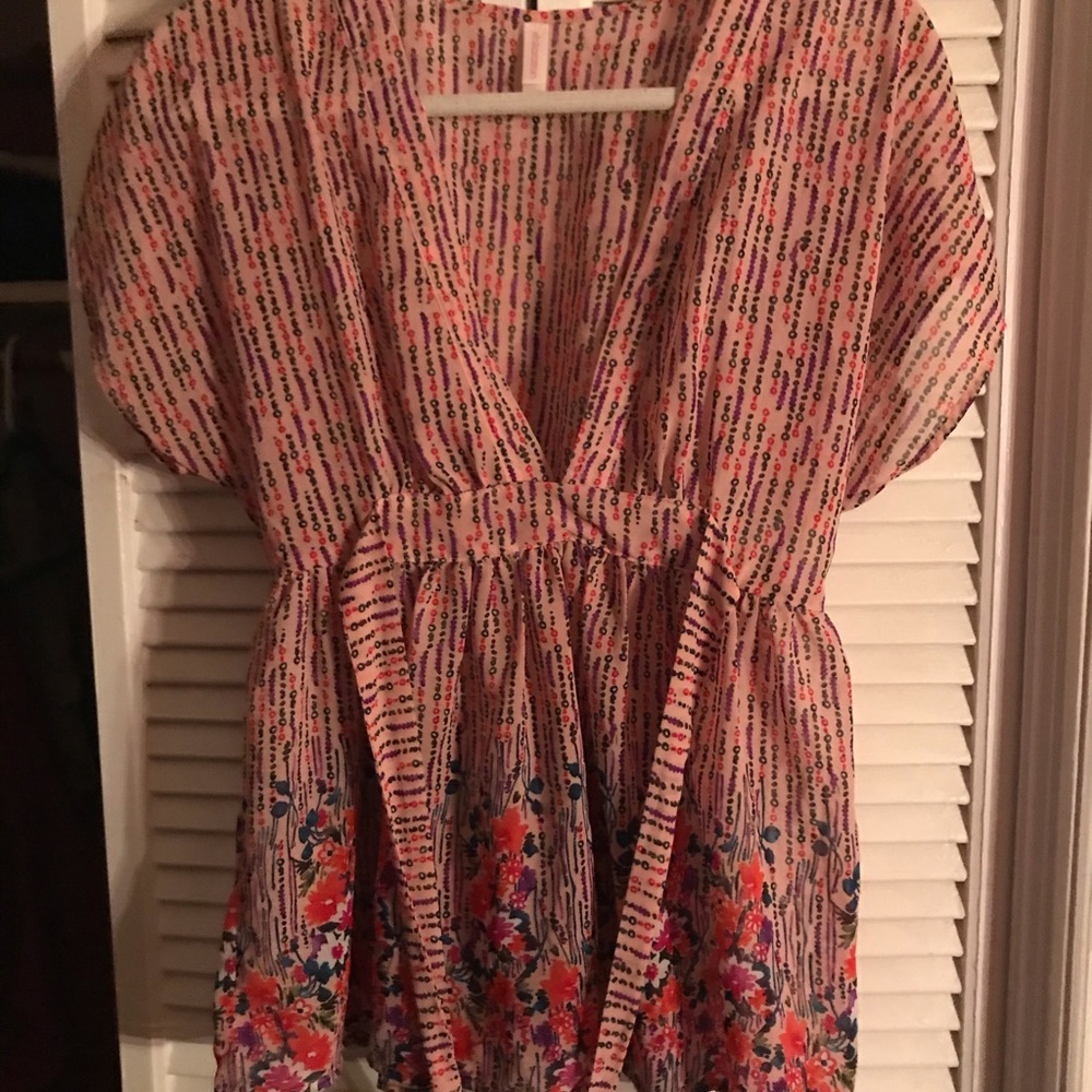 Pink and Floral chiffon shirt